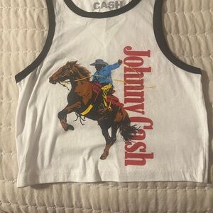 Ash Kids Tank Top - White with Cowboy and Horse Graphic